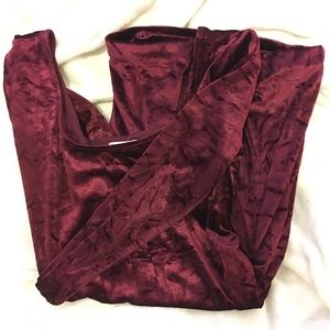Burgundy crushed velvet dress